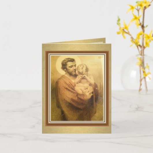 St. Joseph Wenskaart Religieus Feest Kaart (Gele Bloem)