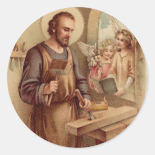 St. Joseph Work katholieke Saint Religious Vintage Ronde Sticker