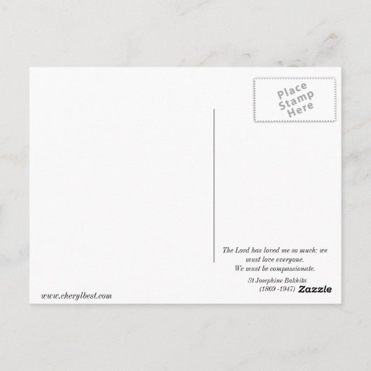 St Josephine Bakhita Briefkaart (Achterkant)