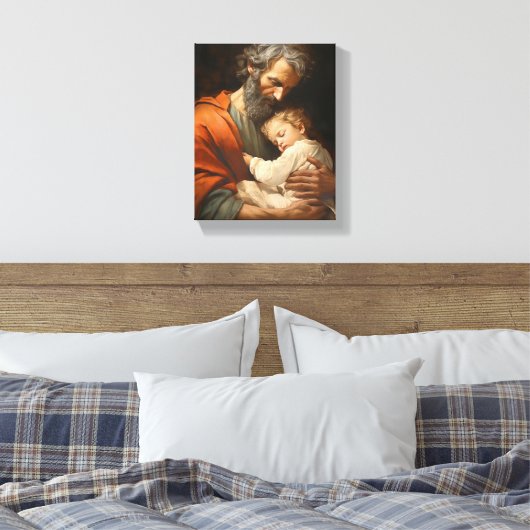 St. Jozef en het Kind Jezus Religieus Canvas Afdruk (Insitu (Slaapkamer))