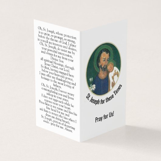 St. Jozef gebedskaart voor deze tijden Kaart (Buitenkant)