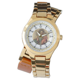 St. Jozef Kind Jezus Gouden Kant Cirkel Horloge