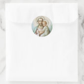 St. Jozef, Kind Jezus, Lily Personeel, Kruis Ronde Sticker (Tas)