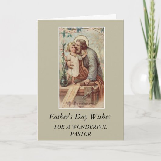 St. Jozef & Kind Jezus Vaderdag PASTOR Kaart (Voorkant)