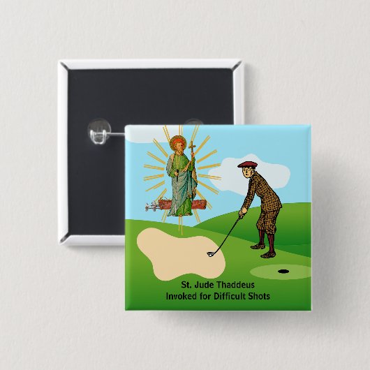 St. Judas Taddeus & Panische Golfer Vierkante Button 5,1 Cm (Voorkant /achterkant)