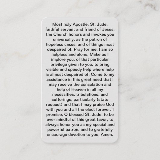 St. Jude Prayer Kaart : Gabi na uren Visitekaartje (Achterkant)