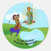St. Jude Thaddeus & Intrepid Vrouw Golfer Ronde Sticker (Voorkant)