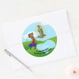 St. Jude Thaddeus & Intrepid Vrouw Golfer Ronde Sticker