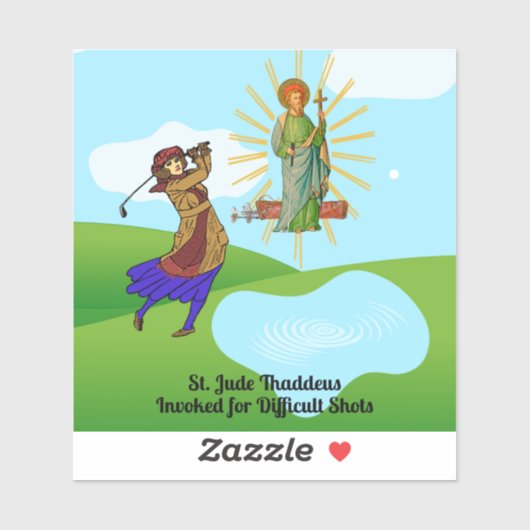 St. Jude Thaddeus & Intrepid Vrouw Golfer Sticker (Vel)