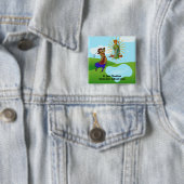 St. Jude Thaddeus & Intrepid Vrouw Golfer Vierkante Button 5,1 Cm (In situ)