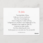 St. Julia Prayer Card Briefkaart (Achterkant)