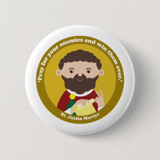 St. Justin Martyr Ronde Button 5,7 Cm (Voorkant)