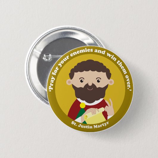 St. Justin Martyr Ronde Button 5,7 Cm (Voorkant /achterkant)
