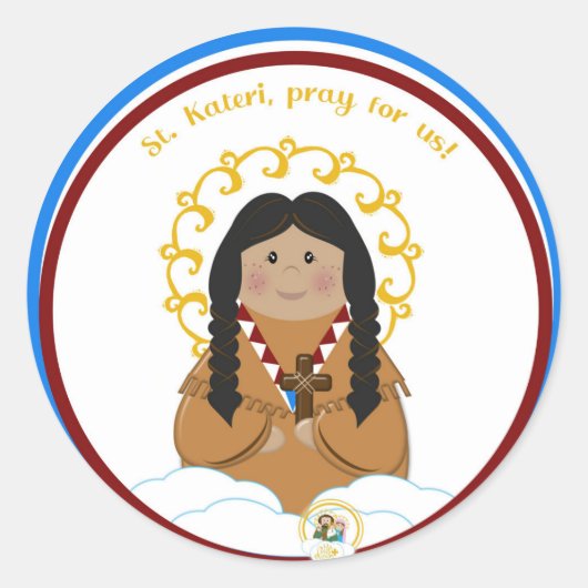 St. Kateri Ronde Sticker (Voorkant)
