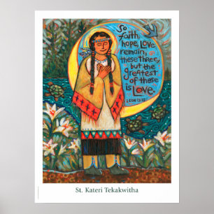 St. Kateri Tekakmet katholiek poster in de klas