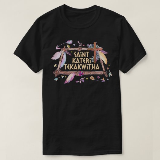 St. Kateri Tekakmet Lily van de Mohawks katholieke T-shirt (Design voorkant)