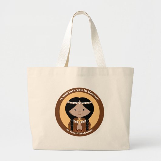 St. Kateri Tekakwitha Grote Tote Bag (Voorkant)