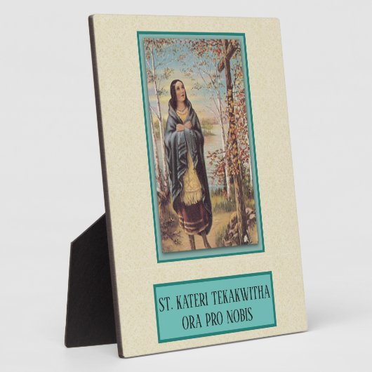 St. Kateri Tekakwitha Indiaan met Rosary Cross Fotoplaat (Zijkant)