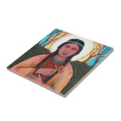 St. Kateri Tekakwitha keramische tegel (4,25 x 4,2 Tegeltje (Zijkant)