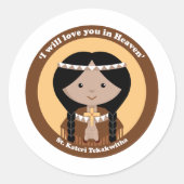 St. Kateri Tekakwitha Ronde Sticker (Voorkant)