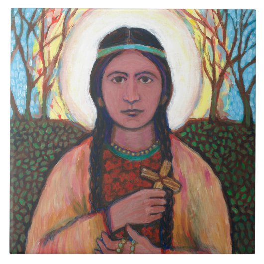 St Kateri Tekakwitha Tegeltje (Voorkant)