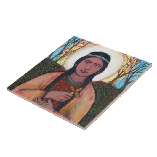 St Kateri Tekakwitha Tegeltje (Zijkant)