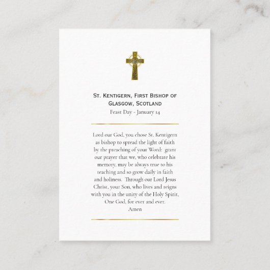 St. Kentigern First Bishop of Glasgow Prayer Card Plaatskaartje (Achterkant)