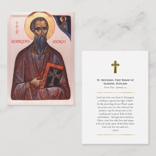 St. Kentigern First Bishop of Glasgow Prayer Card Plaatskaartje (Voorkant / Achterkant)