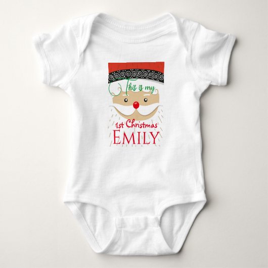 !st Kerstmis Gepersonaliseerd Romper (Voorkant)