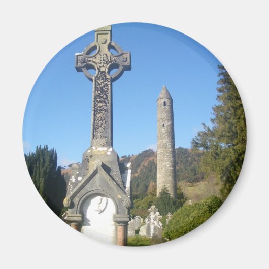 St Kevin's Cross en Round Tower Glendalough Magneet (Voorkant)