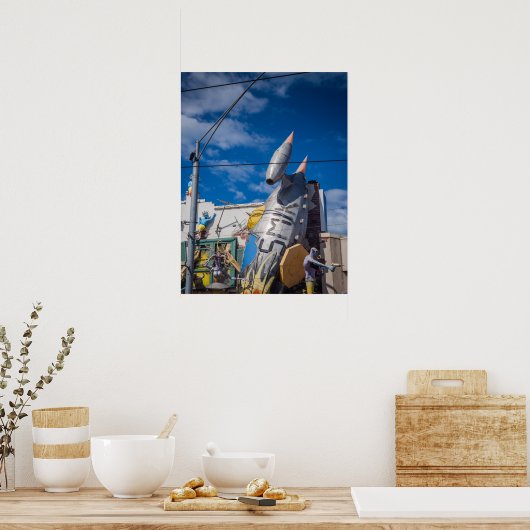St Kilda Rooftop Art Rocket Sculpture Melbourne Poster (Keuken)