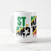 St. Kitts Drip-tekst | Caraïbisch vlagontwerp | Fa Koffiemok (Voorkant links)
