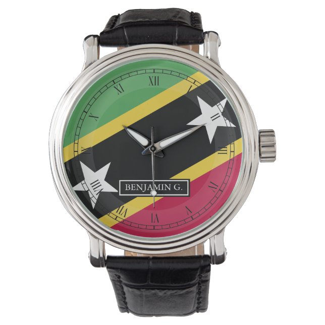 St.Kitts en Nevis Aangepaste naam Horloge (Voorkant)
