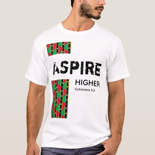St Kitts Nevis ASPIRE HOGERE Christelijke Geschrif T-shirt (Voorkant)