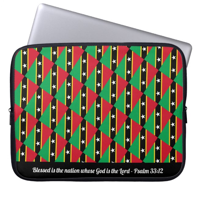 ST KITTS & NEVIS Psalm 33:12-laptop zonder schroef Laptop Sleeve (Voorkant)