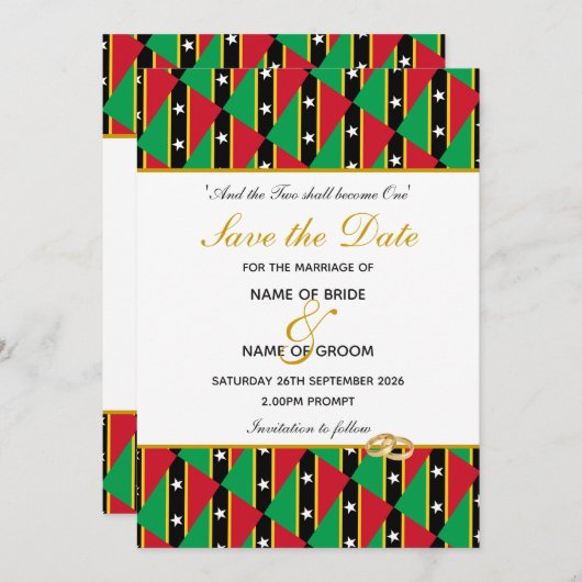ST KITTS & NEVIS Special Event Wedding Celebration Save The Date (Voorkant / Achterkant)