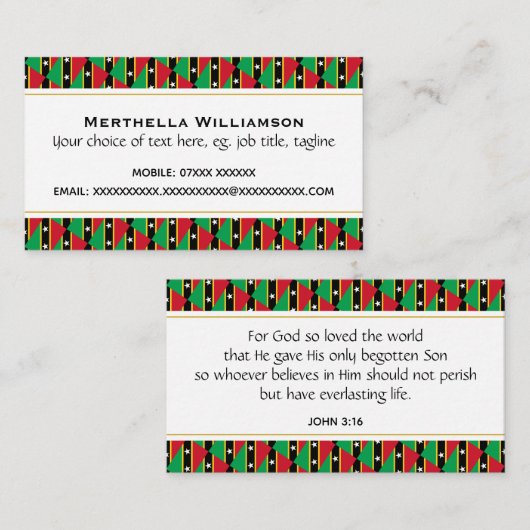 ST KITTS NEVIS VISITEKAARTJE (Voorkant / Achterkant)