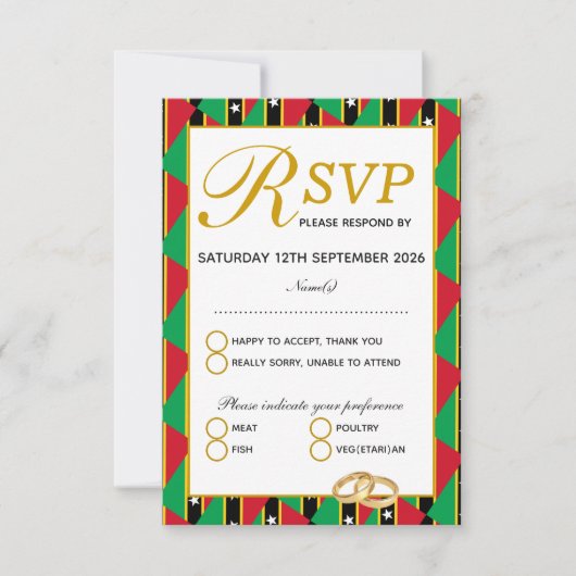 ST KITTS NEVIS Wedding RSVP Response Kaart (Voorkant)