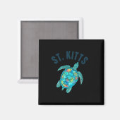 St Kitts Strandontwerp Zeeschildpad Illustratie Ca Magneet (Voorkant / Achterkant)