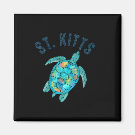 St Kitts Strandontwerp Zeeschildpad Illustratie Ca Magneet (Voorkant)