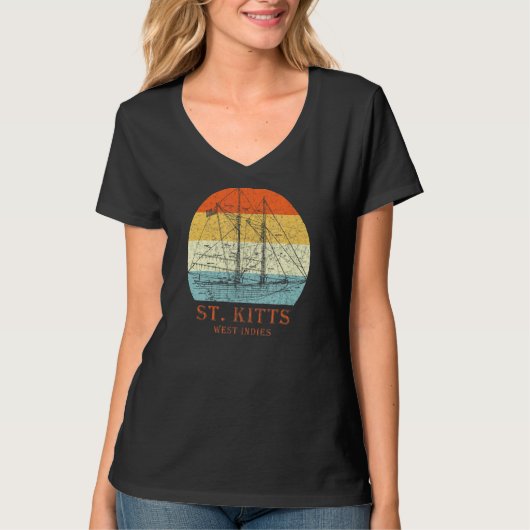 St Kitts West Indies  Blueprint Sailboat Va T-shirt (Voorkant)