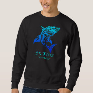 St Kitts West Indies Retro Tribal Shark Va Trui