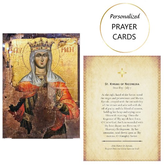 St. Kyriaki of Nicomedia Orthodox Prayer Card      Plaatskaartje