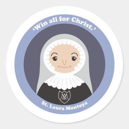 St. Laura Montoya Ronde Sticker (Voorkant)