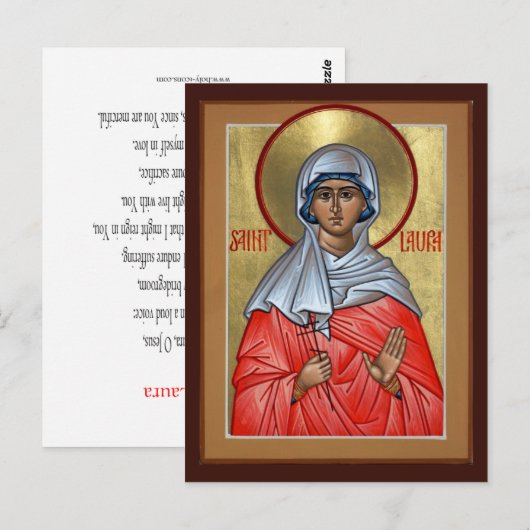 St. Laura Prayer Card Briefkaart (Voorkant / Achterkant)