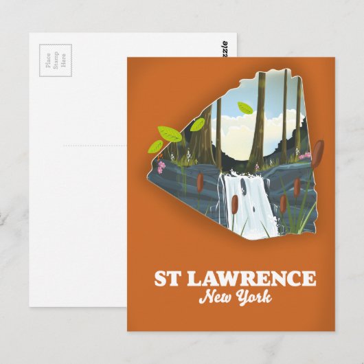 St Lawrence New York Reisposter Briefkaart (Voorkant / Achterkant)