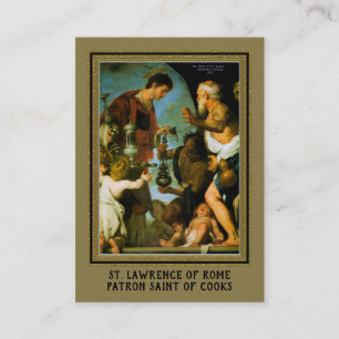 St. Lawrence of Rome, Patron Saint of Cooks Prayer Visitekaartje