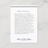 St. Lawrence of Rome, Patron Saint of Cooks Prayer Visitekaartje (Achterkant)