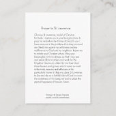 St. Lawrence of Rome, Patron Saint of Cooks Visitekaartje (Achterkant)