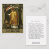 St. Lawrence of Rome, Patron Saint of Cooks Visitekaartje (Voorkant / Achterkant)